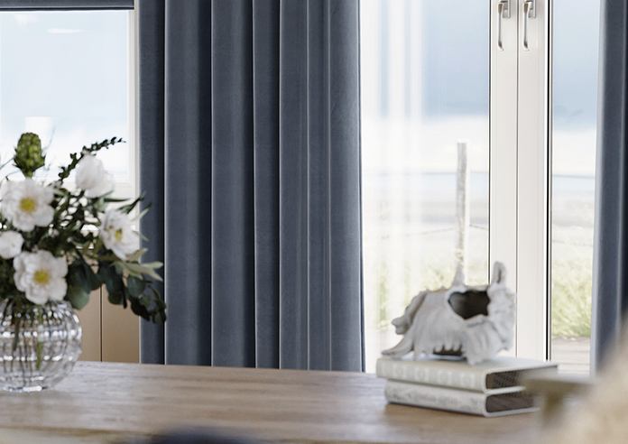 Luxe Velvet (Blackout) Eyelet, Slate Blue - Ready Made Curtains - Image 6